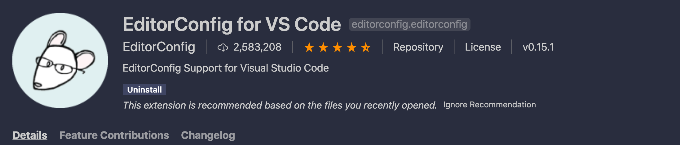 EditorConfig for VS Code